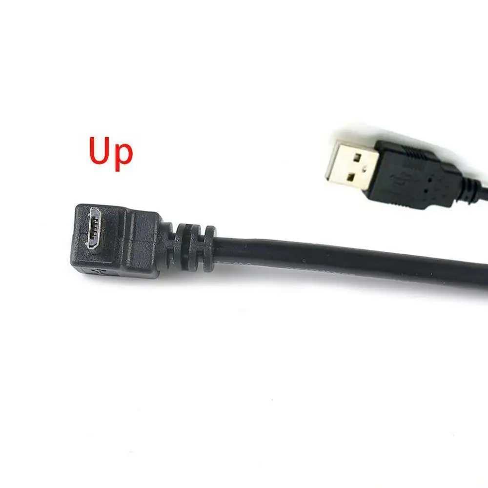 USB 2,0 кабель для зарядки Micro USB Мужской 90 градусов правый и левый и вверх и вниз Угловой кабель для зарядки данных - Цвет: Upward bending