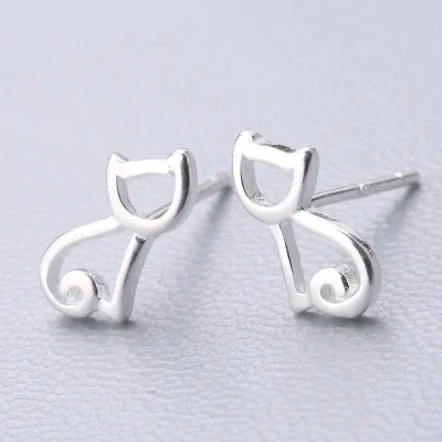 925 Silver Needle Christmas Gift Cat Star Moon Stud Earrings For Women Kids Fashion Elegant Jewelry pendientes Brincos