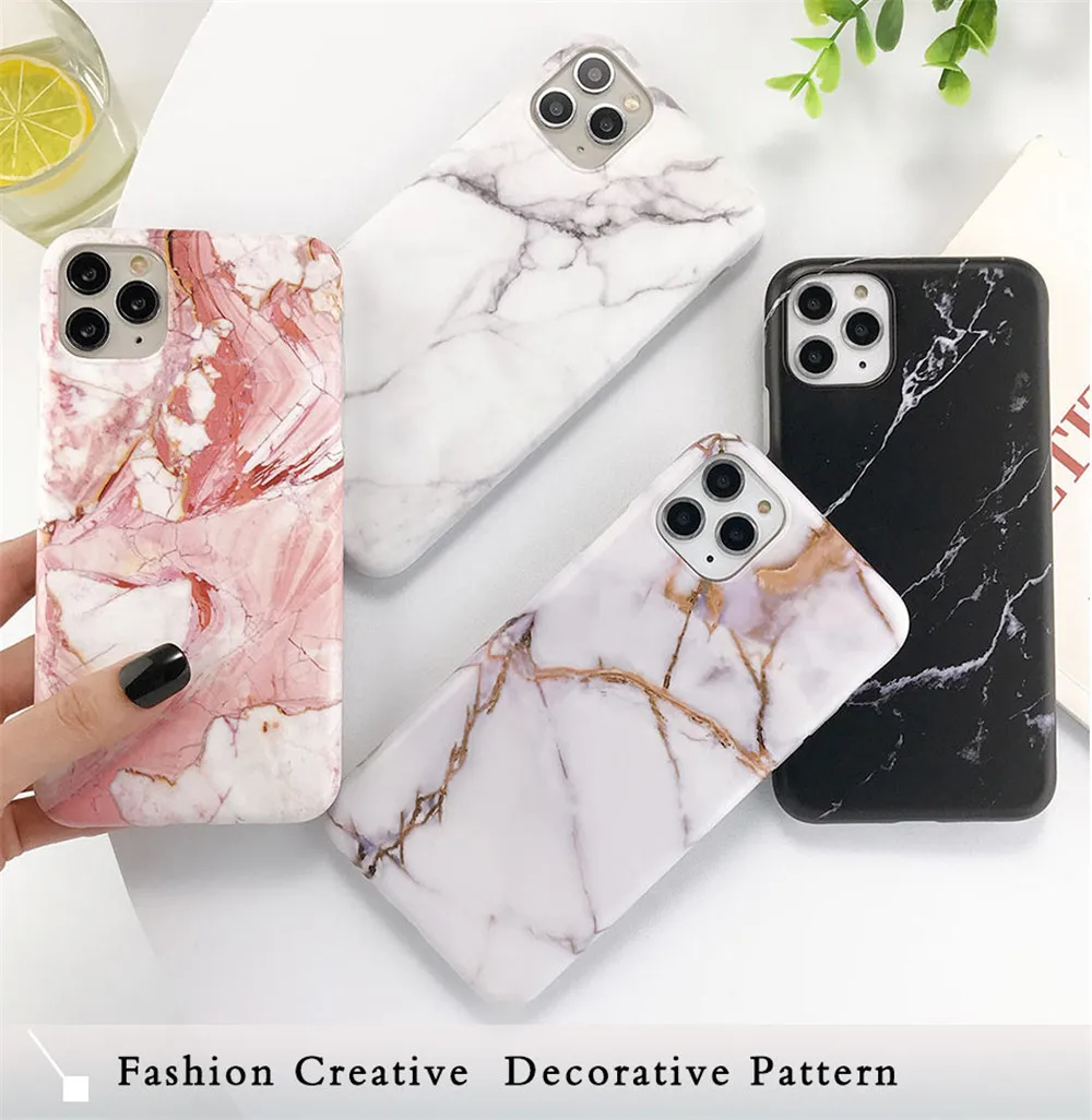 Moskado Marble Stone Texture Phone Case For iPhone 11 Pro Max X XR XS 7 8 6 6s Plus Colorful Soft IMD Silicone Back Cover Capa