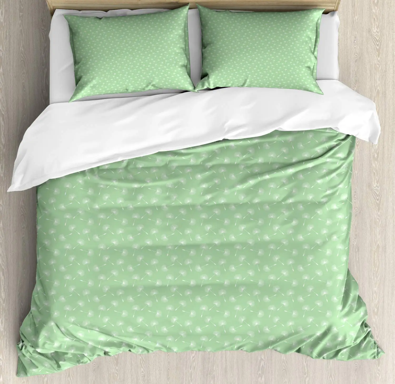 Dandelion Duvet Cover Set Repetitive Floating Floral Seeds on Pastel Tone Backdrop Illustration Decorative 3 Piece Bedding | Дом и сад