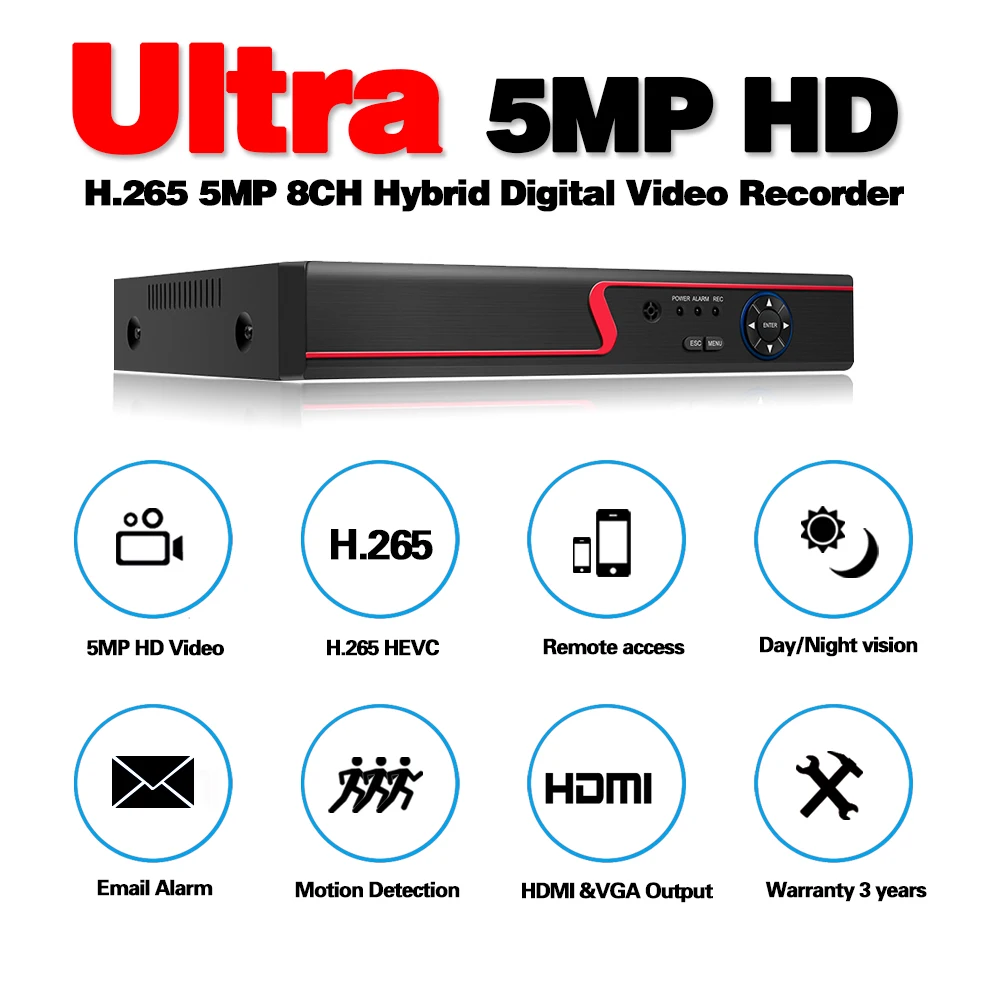 NINIVSION Home 5MP HD 4CH 8CH AHD DVR TVI CVI NVR 6 in 1 CCTV 8 Channel 5.0MP HDMI Video Recorder A