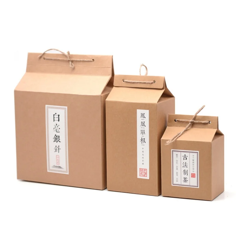 100 teile/los 3 Größe Retro Falten Kraftpapier Box Tee Verpackung Box – Detail 1