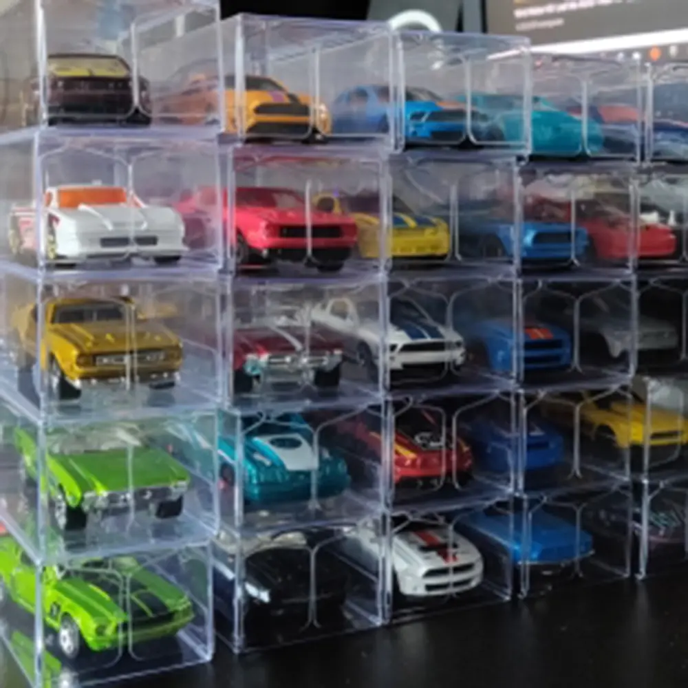 20 X Plastic Transparent Storage Box 1:64 Model Cars Toy Display Case Holder Hot 