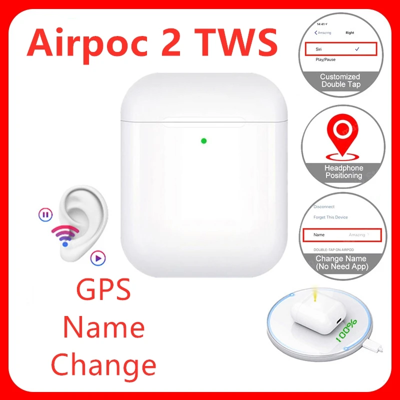 

[Name Change + GPS Positioning] Airpoc 2 TWS Bluetooth Earphones HIFI Super Bass Stereo Wireless Earbuds PK i200 tws i9000 Pro