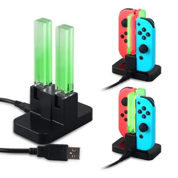 

4-In-1 LED USB Charge Station Dock Stand For Nintendo Switch Joy-Con Controller