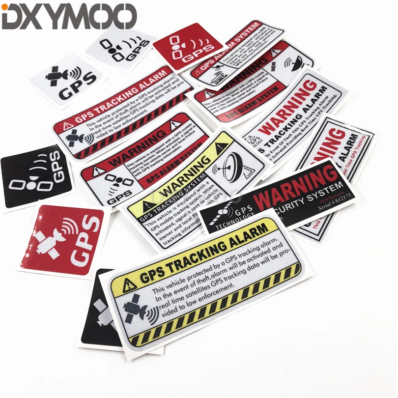 2x Gps Tracking Alarmsysteem Auto Sticker Decals Waarschuwing Anti Diefstal Motorfiets Fiets