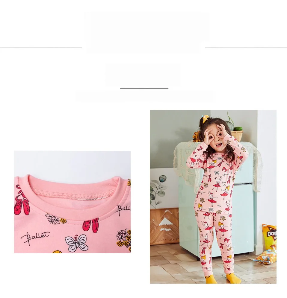Детский пижамный комплект; Детские пижамы для девочек и мальчиков; одежда для сна для маленьких мальчиков; хлопковая одежда для сна с героями мультфильмов; Новая Осенняя Пижама с динозавром для маленьких девочек