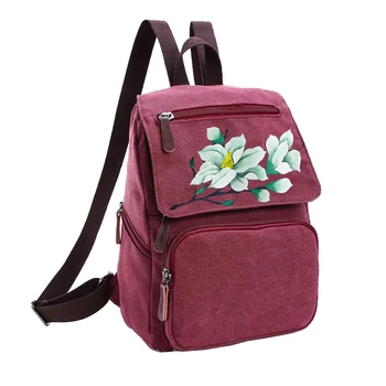 

Summer is simple in early autumn Retro lady hand-painted bag hand-painted canvas backpack girl bag backpack