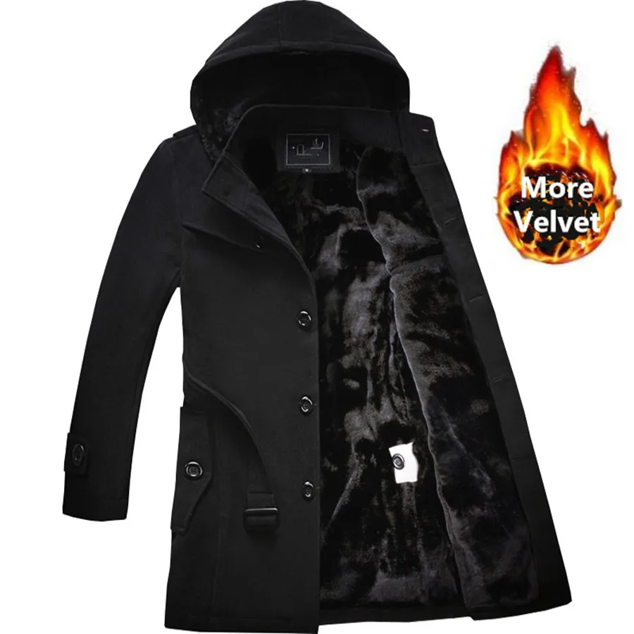 2019 Winter Trench Coat Men Fashion Long Overcoat Coat Thick Men's Clothing Size 4XL Wool Jackets Warm Black Coat Plus Size 6XL 2019 Winter Trench Coat Men Fashion Long Overcoat Coat Thick Men's Clothing Size 4XL Wool Jackets Warm Black Coat Plus Size 6XL