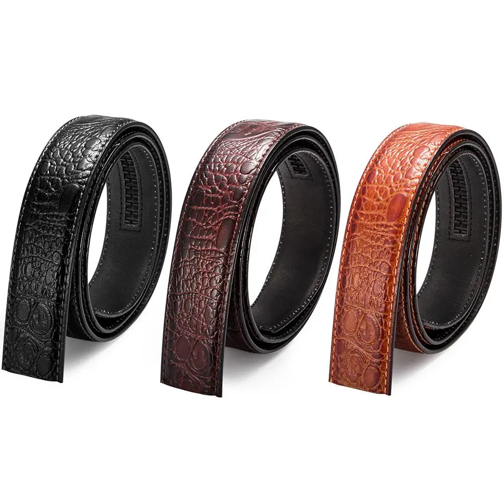 

Men's belt with double-sided leather automatic buckle headless belt crocodile belt Korean version of the waistband bandwidth 3.5