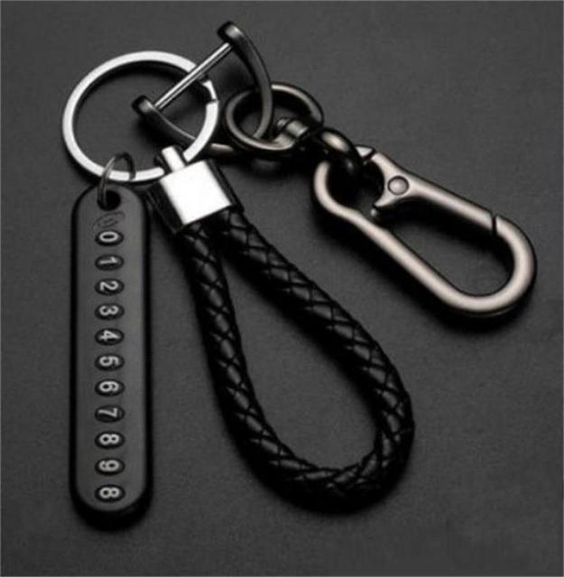 Anti-Lost Keychain with Phone Number Strip Card Weave Rope  Pendant Key Holder Gift for Men Women Keyfob Accessories