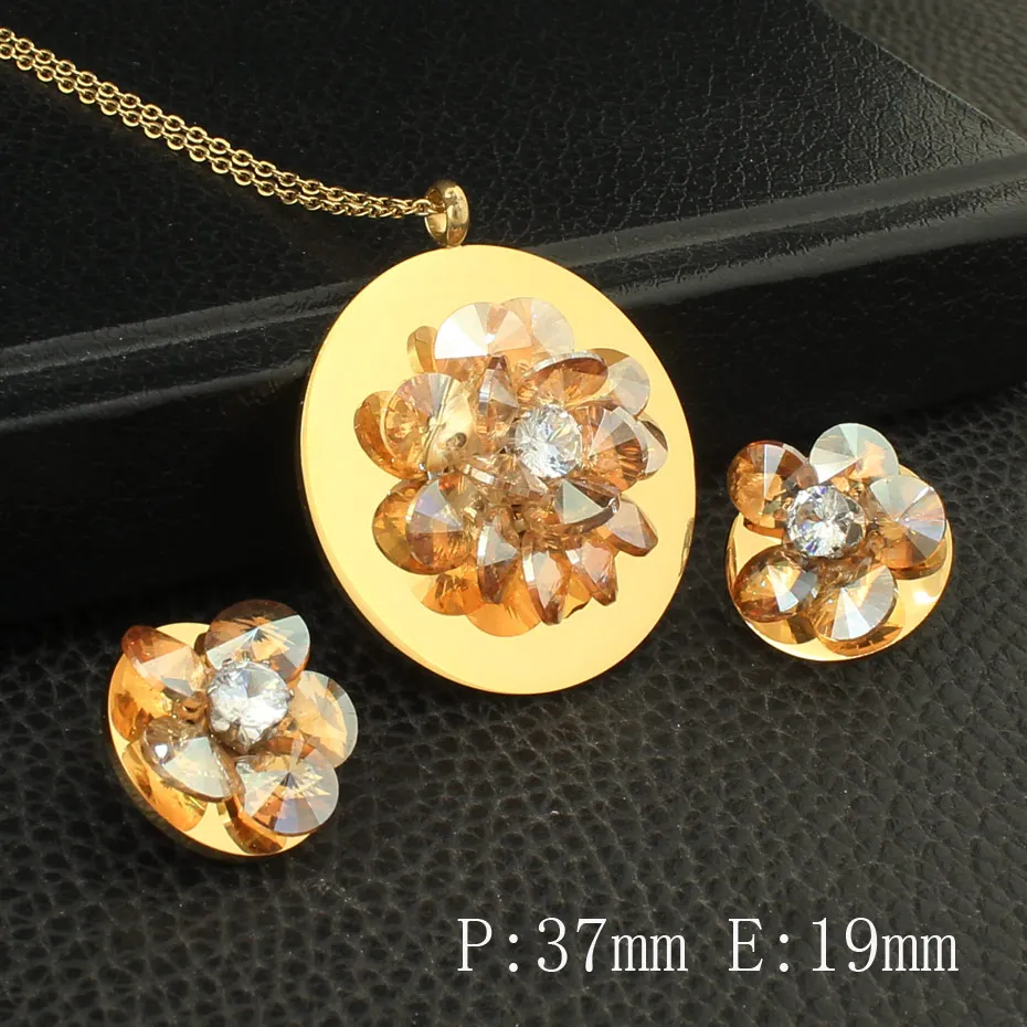 6 цветов ювелирные изделия из нержавеющей стали 45 см ожерелье, серьги-пуссеты наборы Supernova, Распродажа для женщин SEDZCIBD - Окраска металла: SEDZCKBD