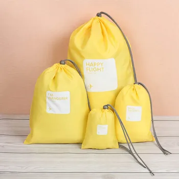 

Three Or Four-piece Set Of Travel Bag Nylon Drawstring Waterproof Pocket Underwear Sundries Reusable Storage Bag Organize Bag