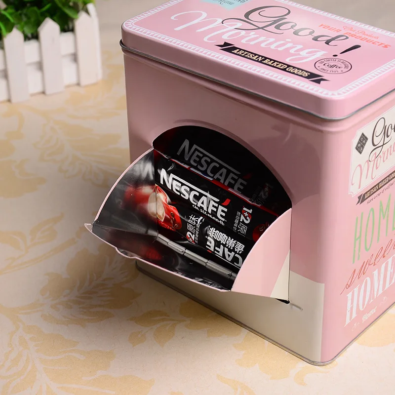 Storage-Box Snacks Candy-Organizer Coffee Home-Decor Metal American-Style Creative Tin