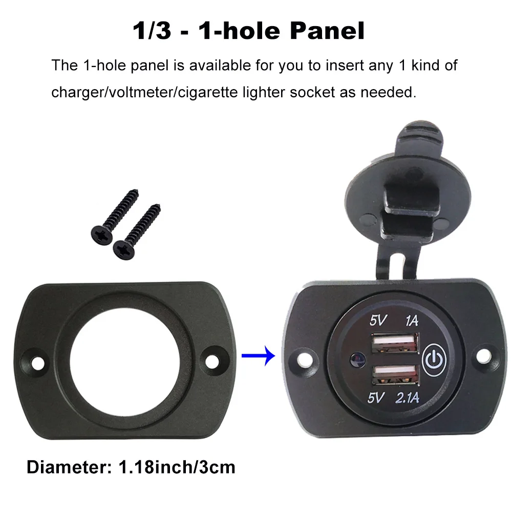 3 шт. USB разъем Панель 1/2/3 отверстия прикуриватель USB штепсельная розетка питания Панель крепление для автомобиля/грузовика/RV/лодки/мотоцикла/морской