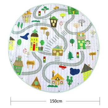 

Baby Play Mat,Round Baby Nursery Rugs and Portable Toy Organizer Storage Toys Storage Bag,Soft Washable Crawling Mat with Drawst