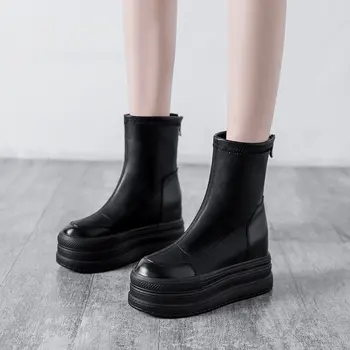 

Chunky Platform Boots Women Wedge Ankle Boots Winter Shoes Women Fashion Thick Sole Black Short Boots 2020 Botines Mujer