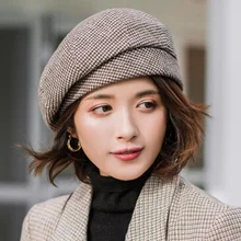 WZCX осенне-зимний берет в клетку для девочек, Корейская версия, модная новинка, Повседневная шапка для художника, уличная женская шапка для взрослых
