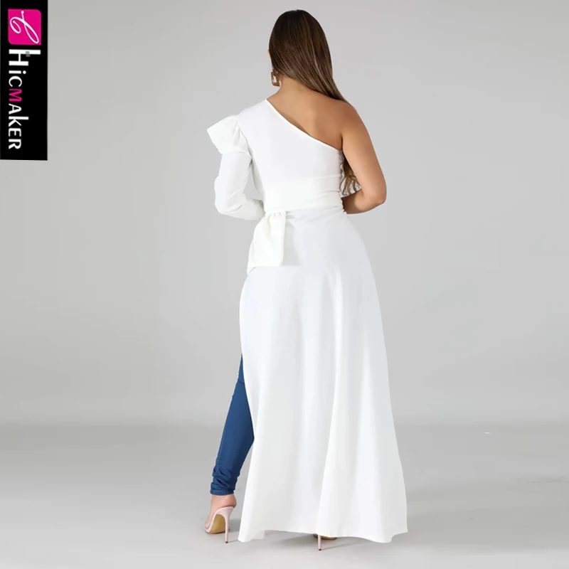 Женская блуза на одно плечо с длинным рукавом, повседневная шикарная уличная однотонная белая модная новинка, деловой костюм для стройных девушек