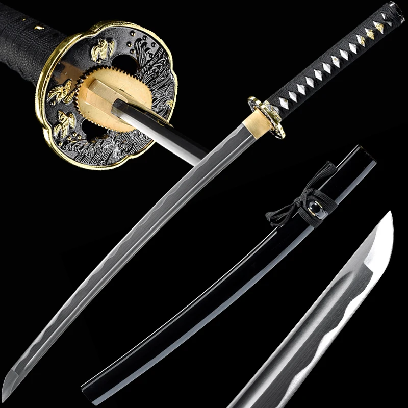 

Samurai katana swords 1045 carbon steel blade sharp edge japanese katanas sword wooden sheath Guard ready hot props