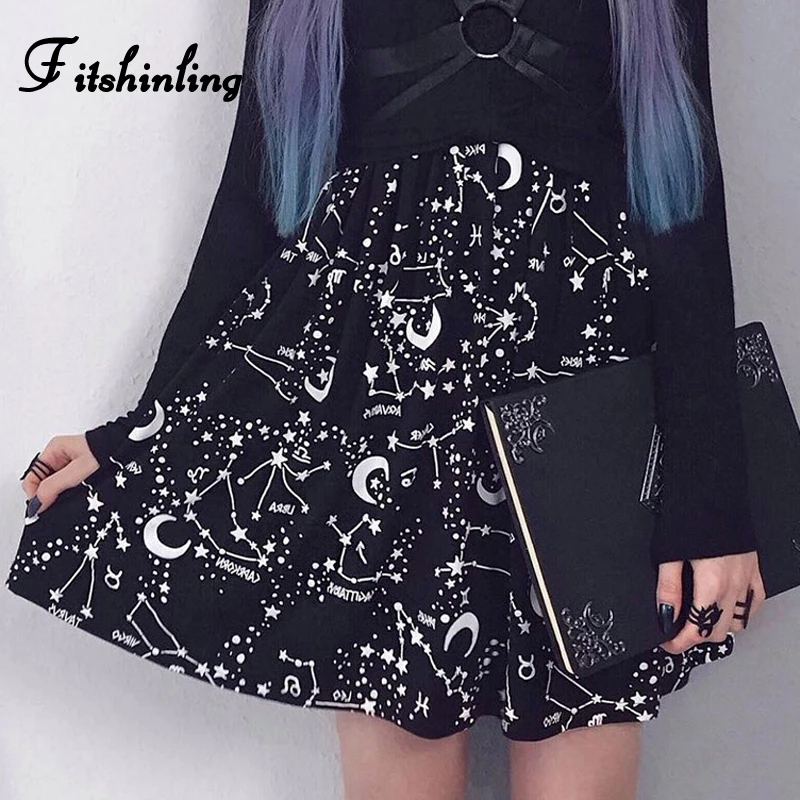 Fitshinling Moon Готическая Женская сетчатая юбка с принтом 2019 тонкие короткие юбки