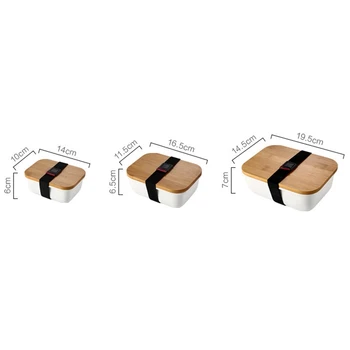 

Microwavable Lunch Box Bamboo Ceramic Bento Box Thermal Insulation Food Container Storage Box Crisper M