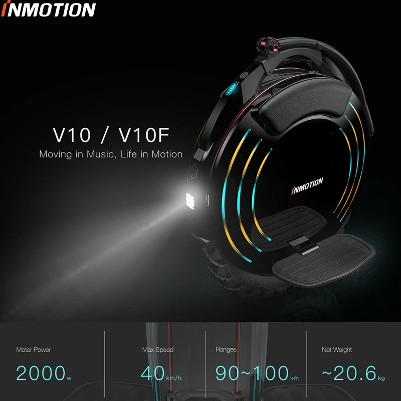 INMOTION V10/V10F самобалансирующийся скутер электрический Моноцикл со встроенной ручкой EUC Monowheel Hoverboard с лампами