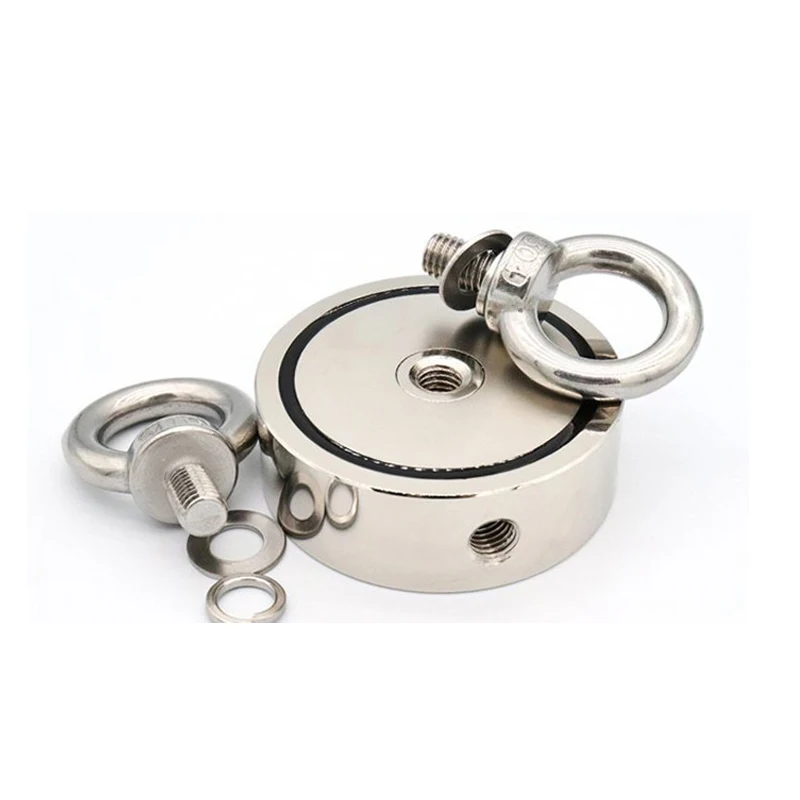 D40mm D60mm D94mm Double Sided Powerful Neodymium Magnet Salvage River Fishing Magnets Ring Hook Double Ring