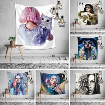 

Abstract Sexy Girls Oil Painting Tapestry Wall Hanging Tapestries Living Room Throw Rug Blanket Decorative Camping Tent Tapestry
