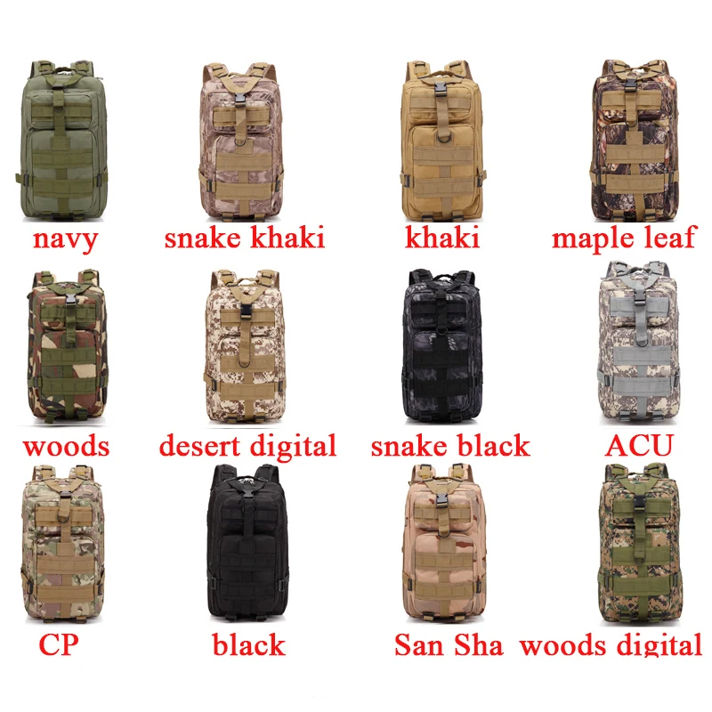  3D Military Tactical Backpack Army Camouflage Molle Bag Tactical Outdoor Sports Camping Hunting Pac