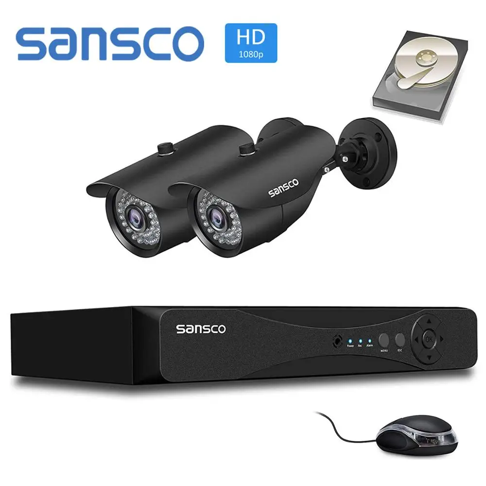 Саншко AHD CCTV Камера Системы 4CH 1080P Dvr Kit с 2 Пуля Водонепроницаемый домашняя камера