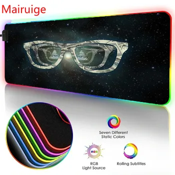 

Mairuige Gaming Mouse Pad RGB Glasses Pattern Large Mouse Pad LED Luminous Color Lighting Computer Notebook Office Game Desk Mat