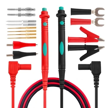 

Electronic Test Leads Kit, Digital Multimeter Leads with Alligator Clips Replaceable Multimeter Probes Tips Set of 16