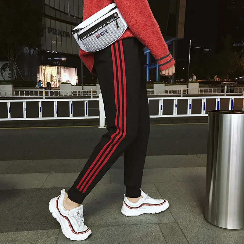 

Autumn Athletic Pants Men's Three Carry Pants with Velvet Sub-Men's Korean-style Trend Students Versatile Casual Capri Beam Leg