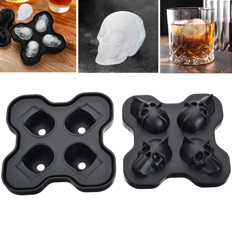 

New 1Pc Ice Cube Maker Ice Cube Tray Skull Shape Ice Cube Mold Maker Silicone Trays Mould Cocktails Whisky Maker