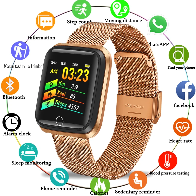 

New Smart Watch Men women Heart Rate monitor Blood Pressure Tracker Fitness tracker Sport Waterproof Smartwatch For iPhone+box