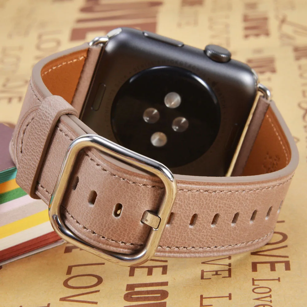 Ремешок из натуральной кожи петлевой для Apple watch 42 мм 38 мм для женщин и мужчин ремешок для спортивных часов для iwatch series 4 3 2 1 40 мм 44 мм - Цвет ремешка: Grey