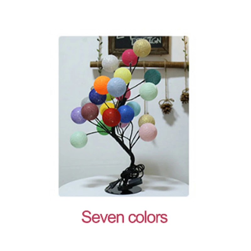 Seven colors Светодиодный настольная лампа из ротанга для спальни, украшение, настольная лампа для девочек, украшение в виде сердца, огни ins tree, ночные светильники - Испускаемый цвет: Seven colors