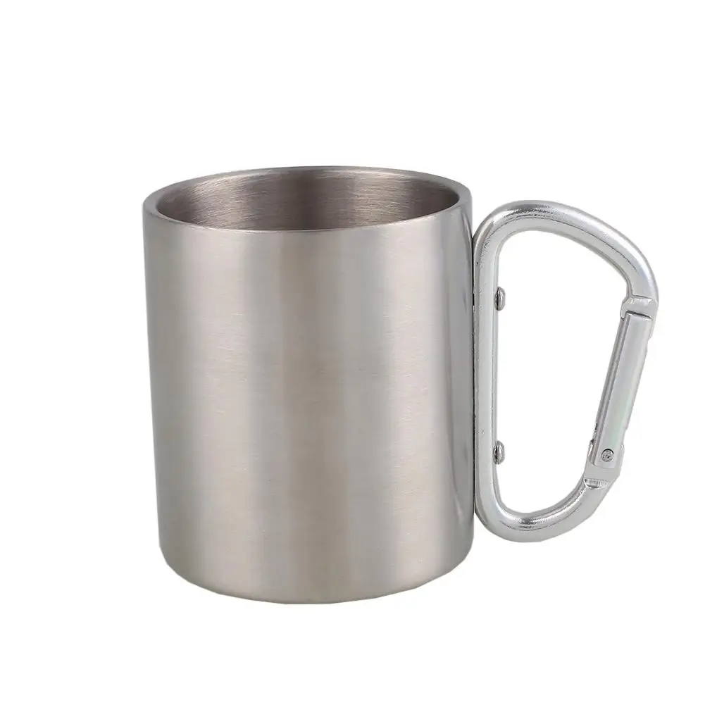 Portable Stainless Steel Camping Mug Outdoor Cup Bottle Drinkware Carabiner
