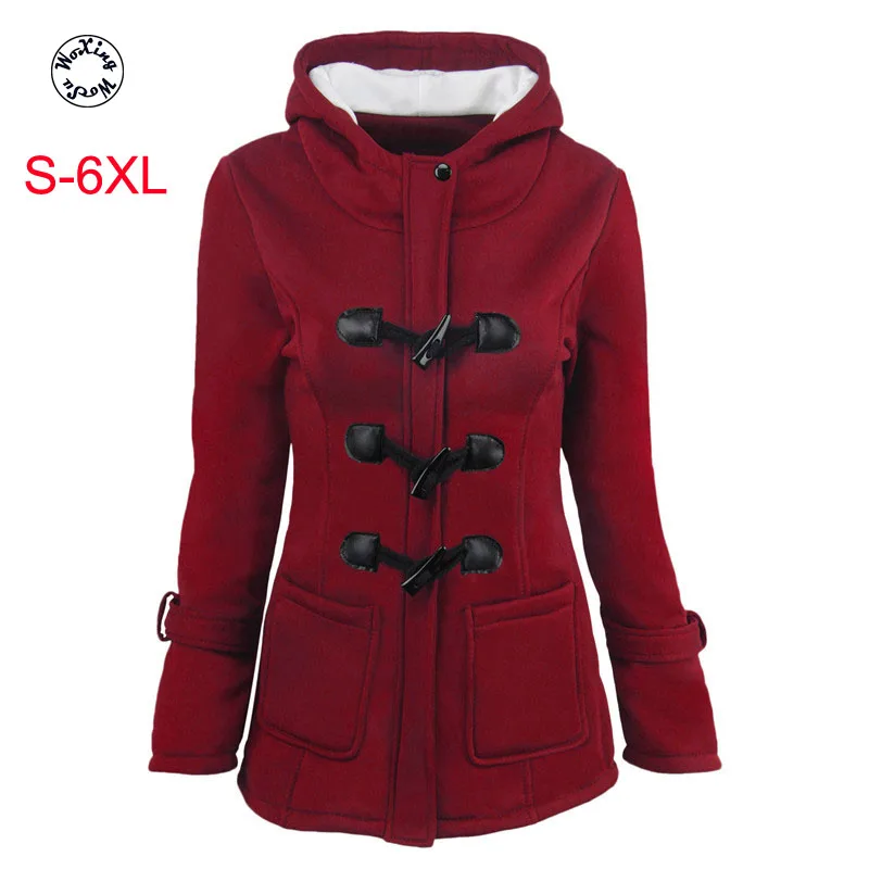 

Woxingwosu Horn coat female thickening in long hooded fleece jacket cotton-padded clothes