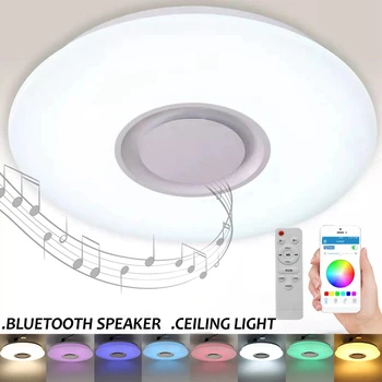 

Smart APP + Remote Control LED Bluetooth Speaker Loundspeaker Player with RGB Dimmable Ceiling Light Panel Lamp For Kids Bedroom