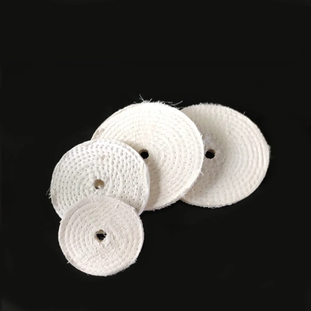 1pc 100/125/150mm White Cloth Buffing Wheel Spiral Sewn Stitch Cotton