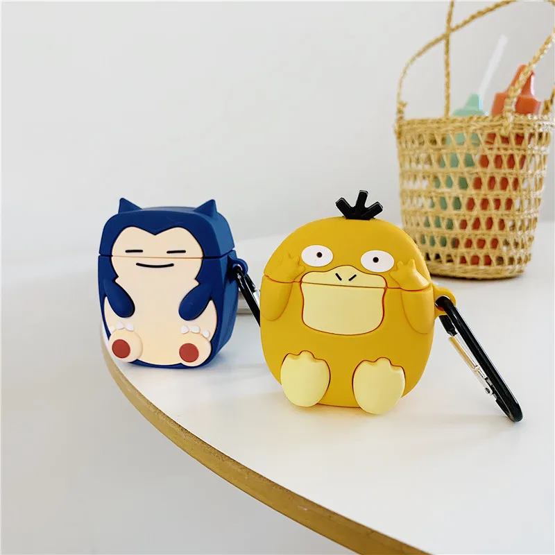 3D милый мультяшный Покемон Psyduck Snorlax Kabigon корпусы гарнитурные для Apple Airpods 1/2 силиконовый защитный чехол для наушников