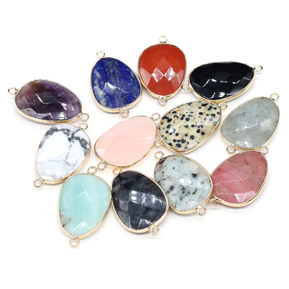 

Natural Stone Connectors Irregular section Semiprecious stone Irregular Agate Druzy Crystal Charms for DIY Bracelet Necklace Mak