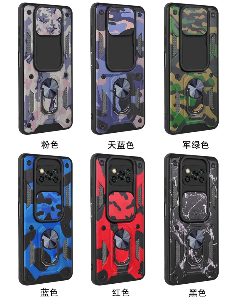 For Xiaomi Pocophone Poco X3 NFC Case Camouflage Magnetic Car Holder Ring Shockproof Armor Phone Case for Poco X3 Pro Back Cover moto g stylus 5g case