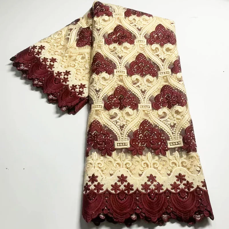 

Party Q African Net Tulle Fabric, High Quality Embroidery with Stones, Nigeria Mesh Lace Turtle, African Material, 5 Yards, 2021