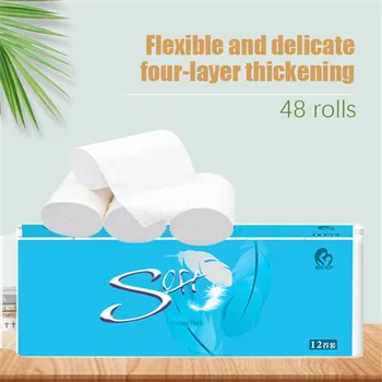 

12 Rolls of Toilet Paper Kitchen 4ply Towel White Tissue Paper Roll Strong Absorbent Hand Towels Durable Kitchen Paper Towels