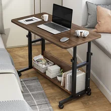 Table de chevet Simple et mobile, avec cadre en bois et en acier, réglable en hauteur, pour la maison, bureau, Table d'étude, Table de levage pour ordinateur portable
