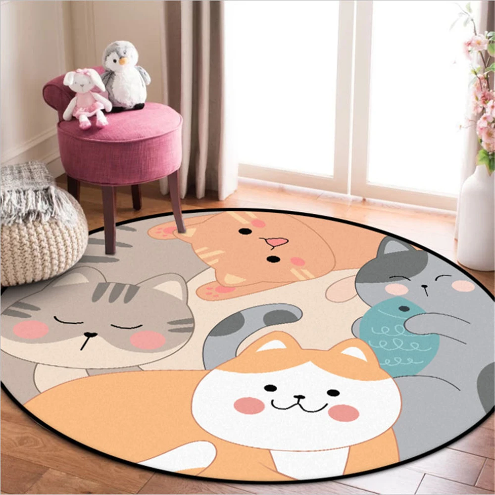 Modern Design Area Rug For Living Room Cartoon Cute Kitten Round Carpets Rugs Children Rooms Nordic Decoration Home Baby Carpet Aliexpress Modern Design Area Rug For Living Room