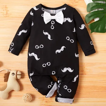 

PatPat 2020 New Spring and Autumn Baby Gentleman Moustache Jumpsuit for Baby Boy